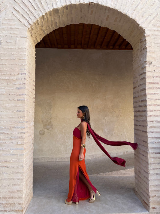 Robe Zahara orange et rouge