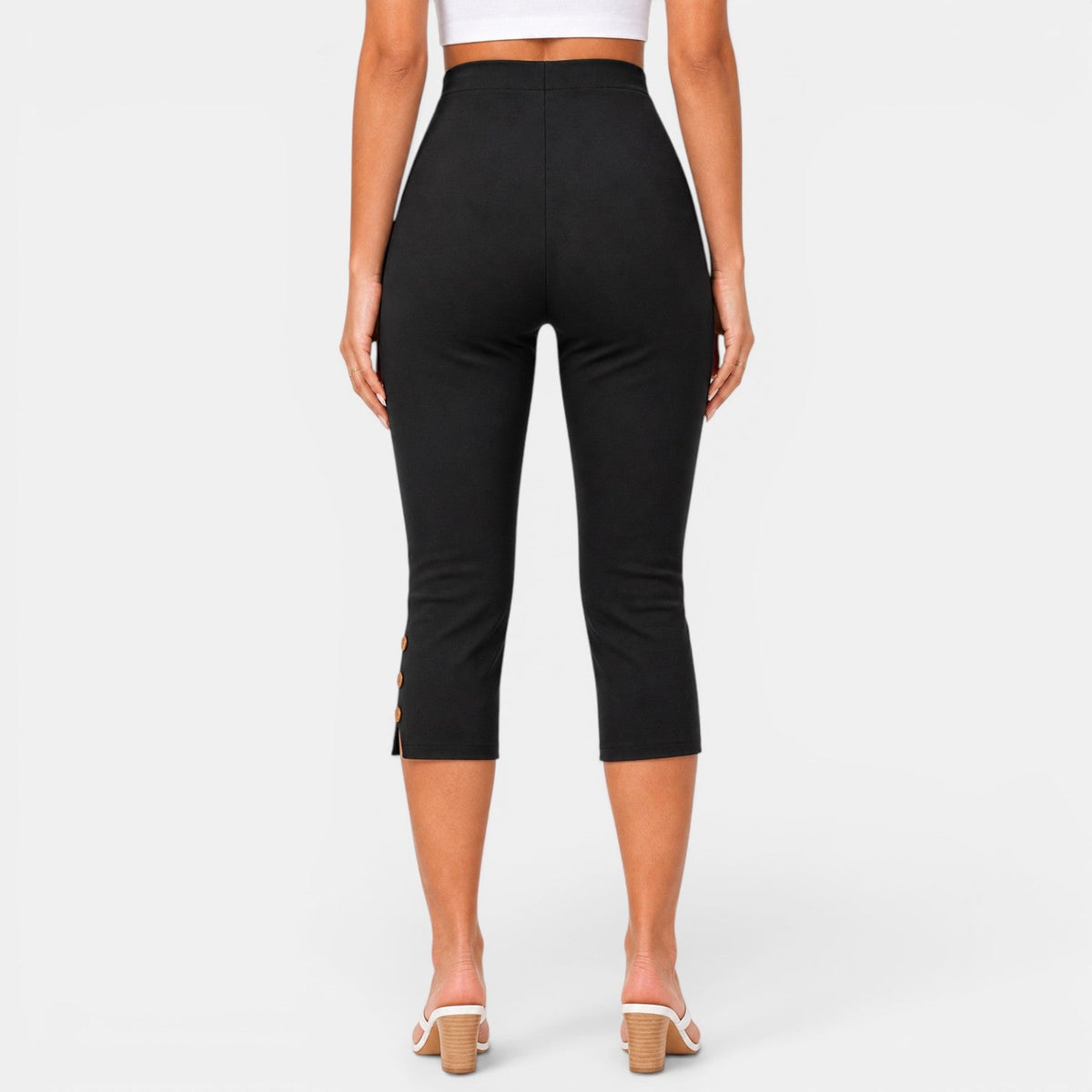ROCÍO - Pantalon capri élastique à boutons, image 9