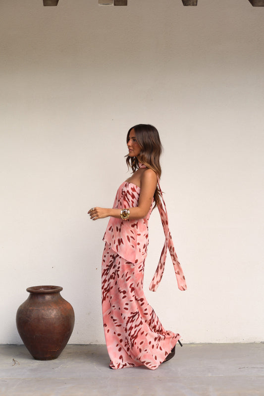 Robe Aitana rose et bordeaux