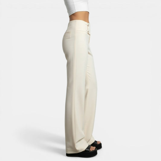 MIREIA - PANTALON ÉLÉGANT BOUCLE MÉTALLIQUE