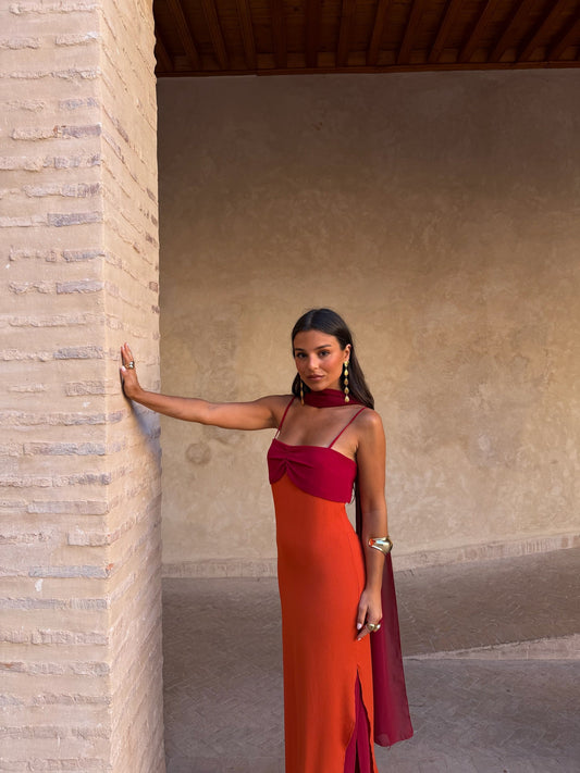 Robe Zahara orange et rouge