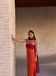 Zahara Dress in Orange and Red