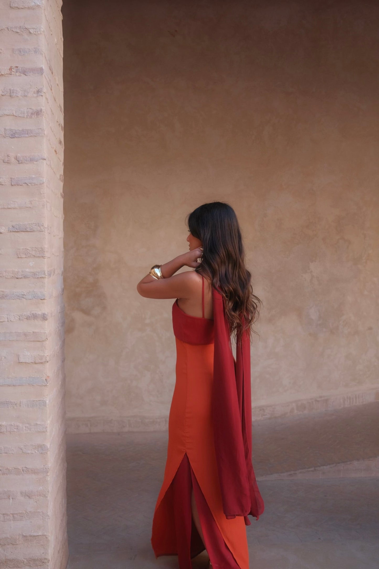 Zahara Dress in Orange and Red