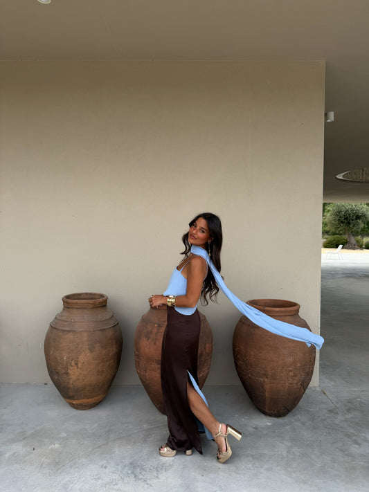 Robe Joanna marron et bleue