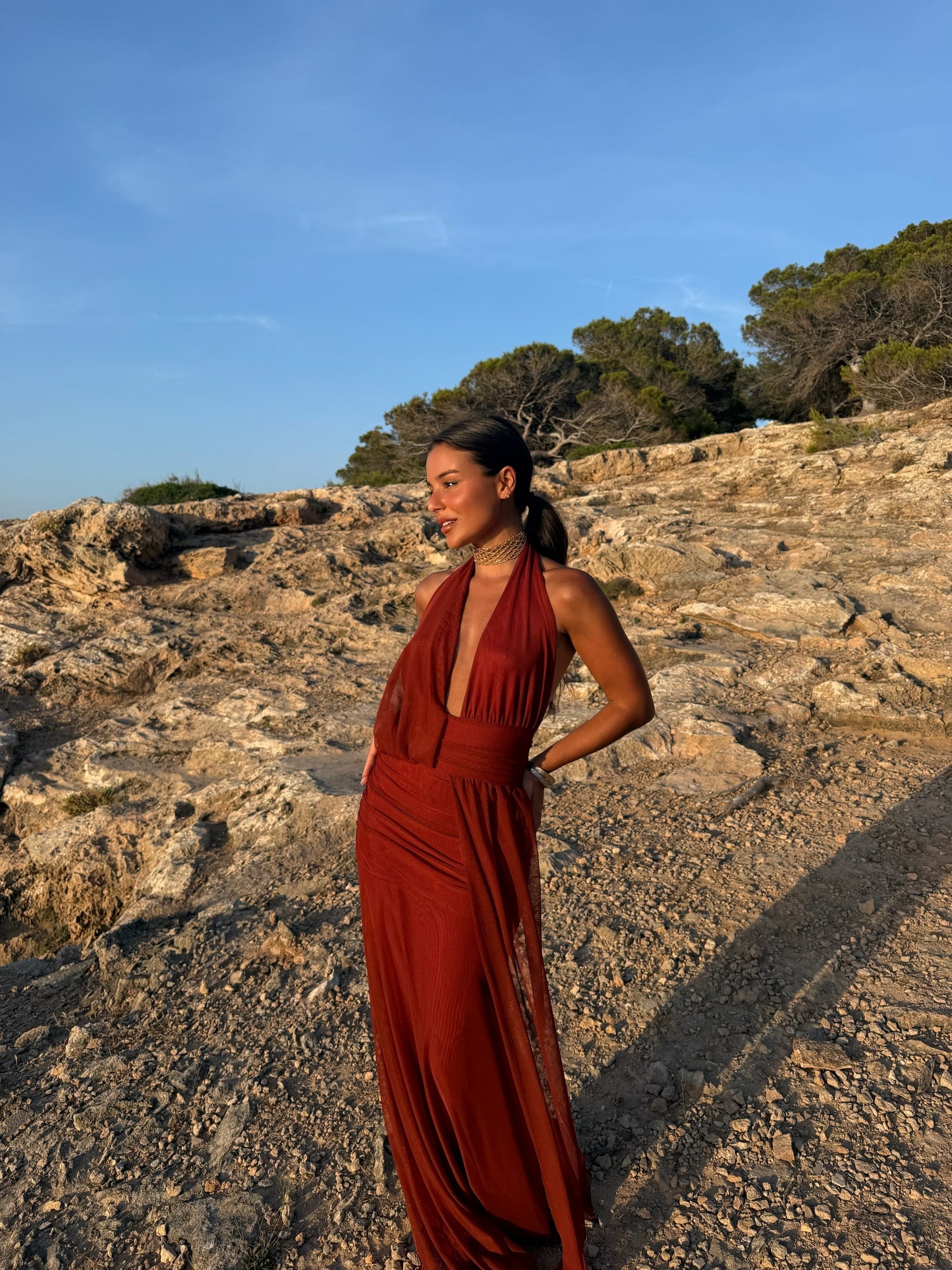 Aina Dress in Terracota - Shipping/Envio from 28/07 to 04/08