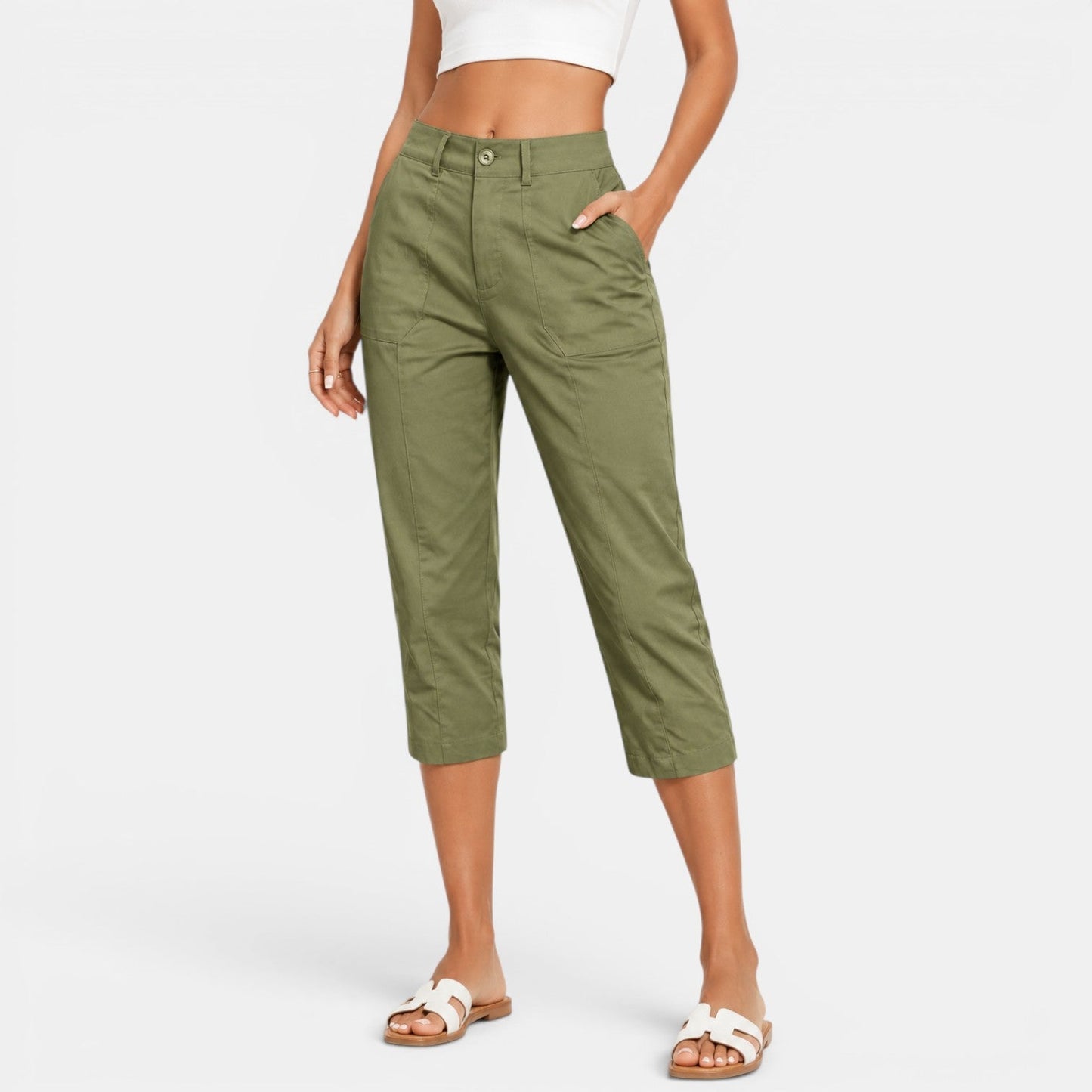 Pantalón Capri Mujer Cintura Alta