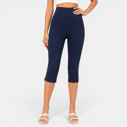 Pantalón Capri Mujer Cintura Alta