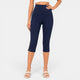 ROCÍO - PANTALON CAPRI ÉLASTIQUE À BOUTONS BLEU