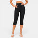 ROCÍO - PANTALON CAPRI ÉLASTIQUE À BOUTONS NOIR