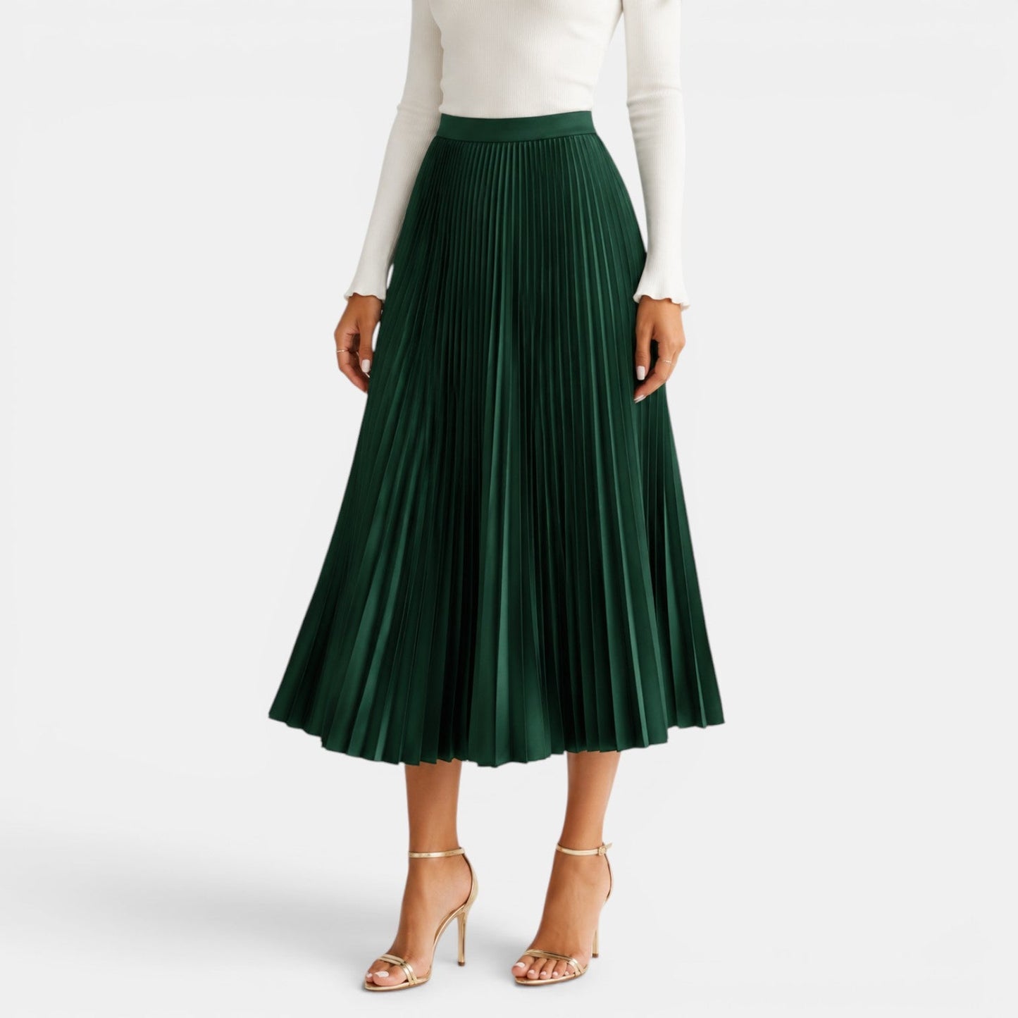 Falda Midi Satinada Mujer