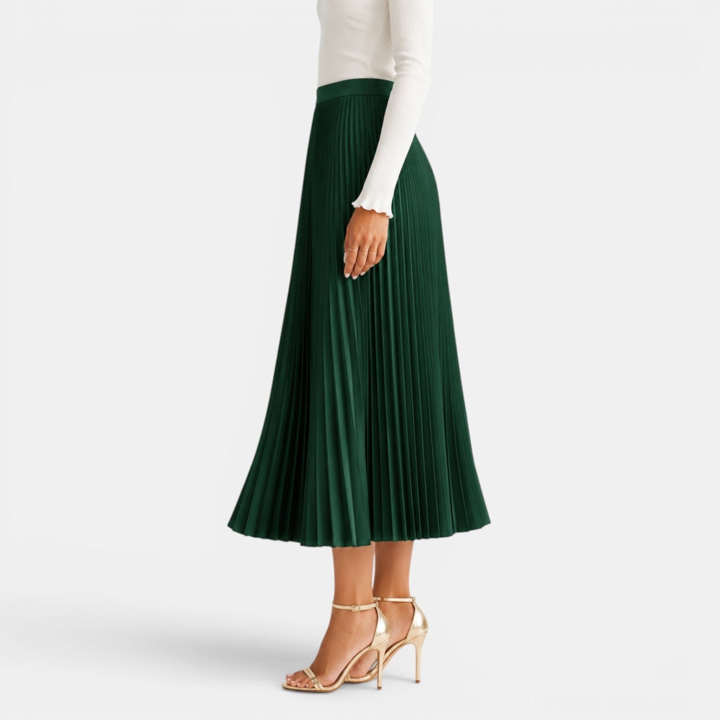Falda Midi Satinada Mujer