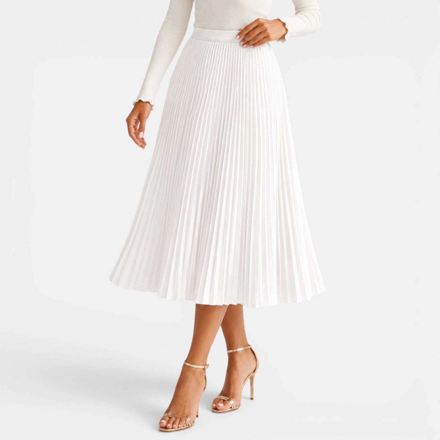 Falda Midi Satinada Mujer