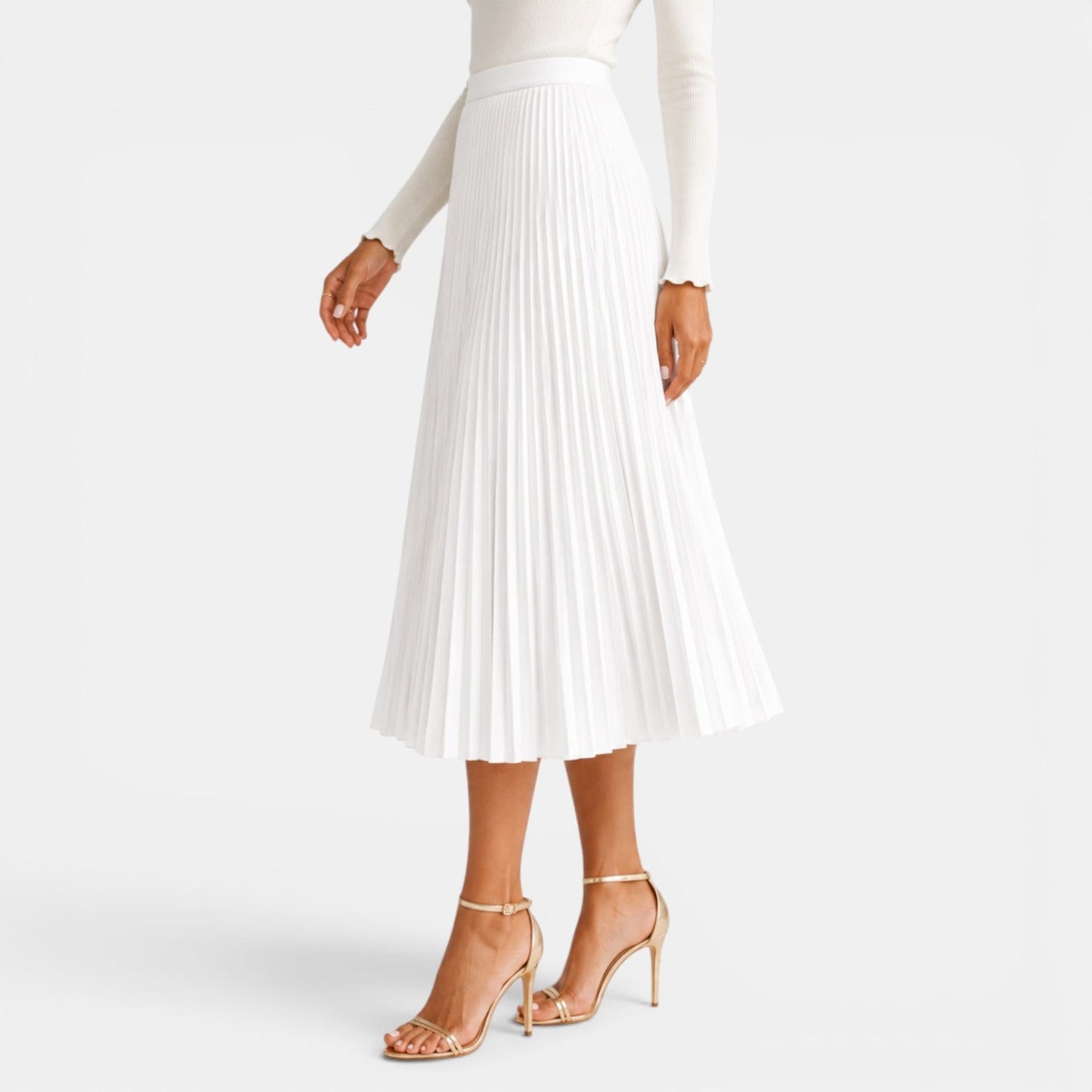 Falda Midi Satinada Mujer