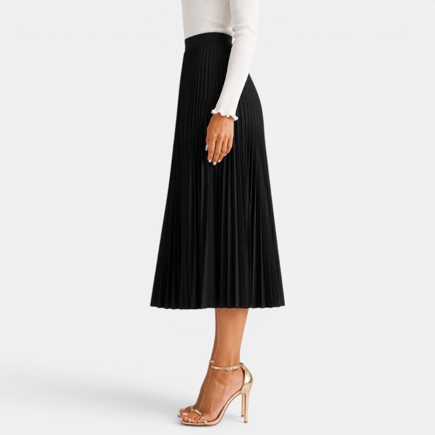 Falda Midi Satinada Mujer