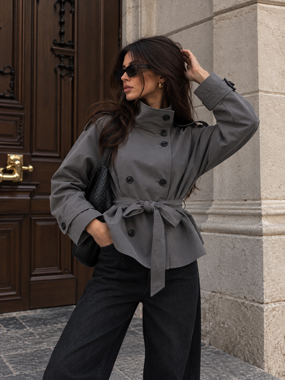 GIULIA - Trench urbain coloris gris, image 9