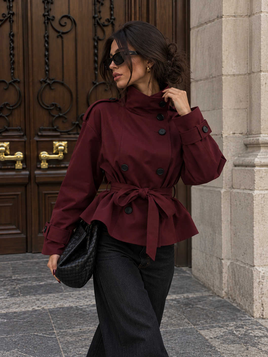 GIULIA - Trench urbain coloris bordeaux, image 7