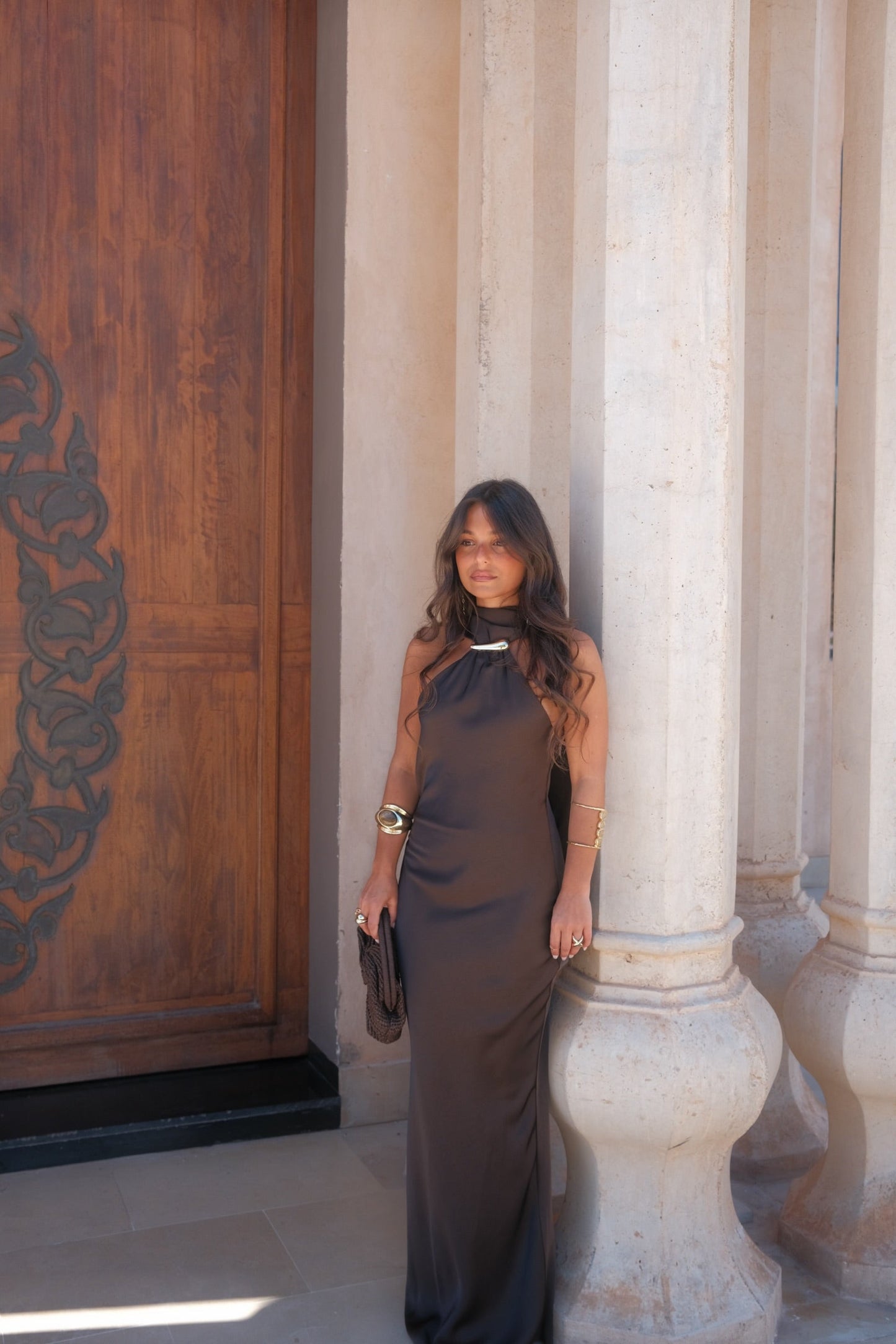 Safira Dress in Brown