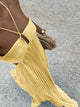 GEMA - VESTIDO MAXI HALTER PLISADO CINTURA ALTA