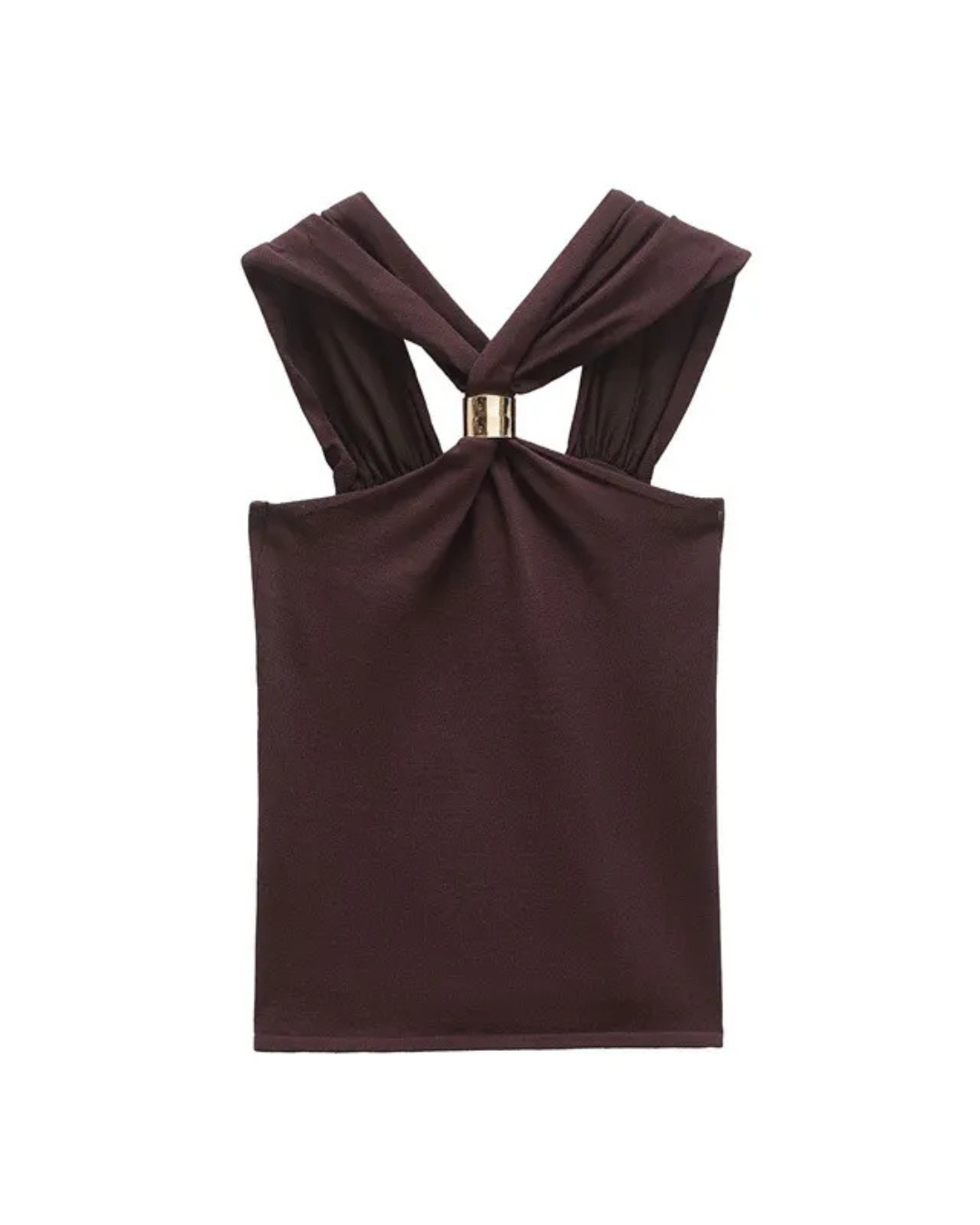 NOELIA - TOP HALTER COLOR MOCA