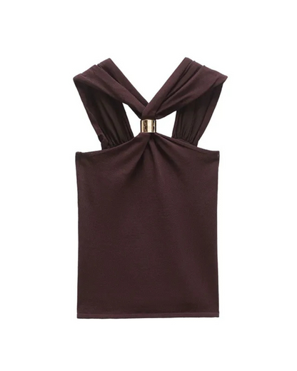 NOELIA - TOP HALTER COLOR MOCA