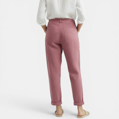 Pantalón Ancho Mujer Algodón Lino Casual