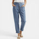 XIMENA - PANTALON LIN LARGE DÉCONTRACTÉ BLEU