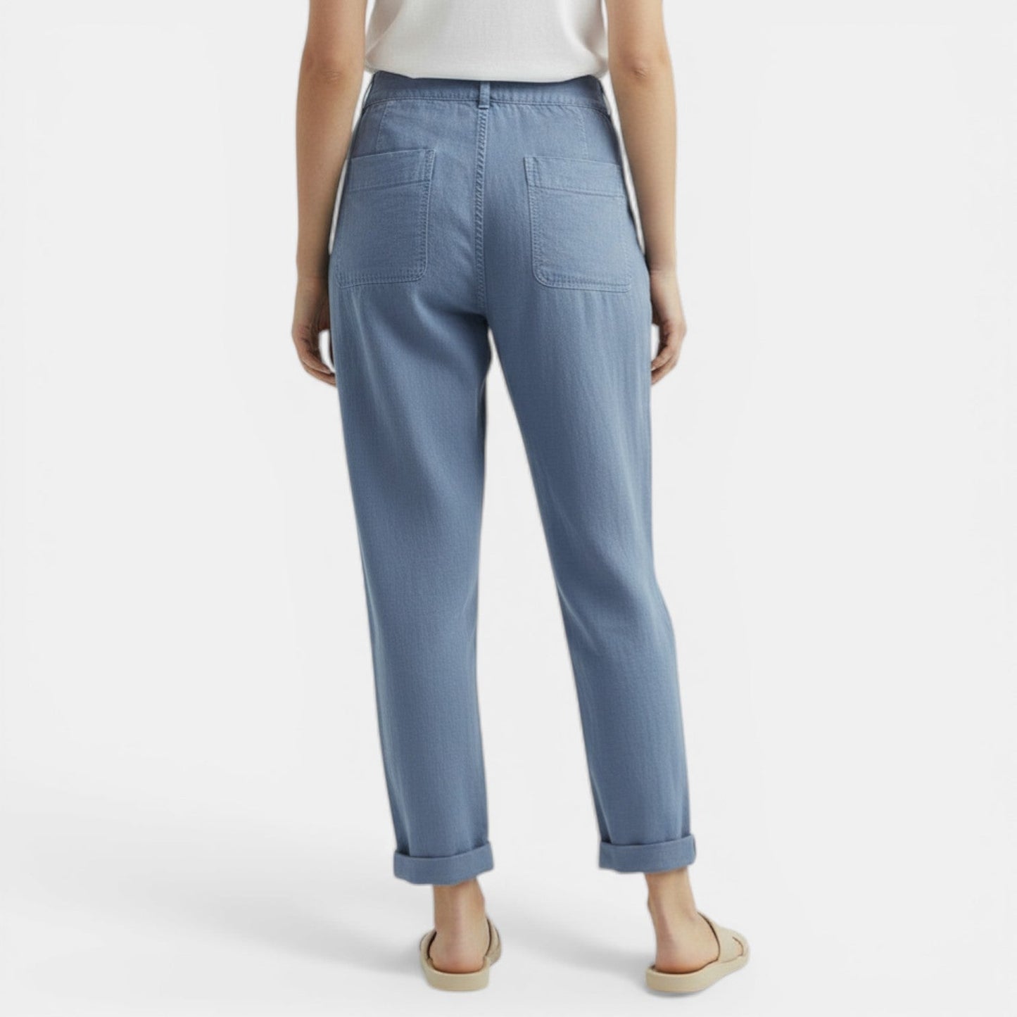 Pantalón Ancho Mujer Algodón Lino Casual