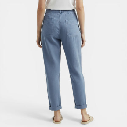 Pantalón Ancho Mujer Algodón Lino Casual