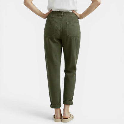Pantalón Ancho Mujer Algodón Lino Casual