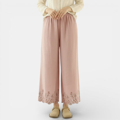 Pantalones Anchos de Lino y Algodón Mujer Verano