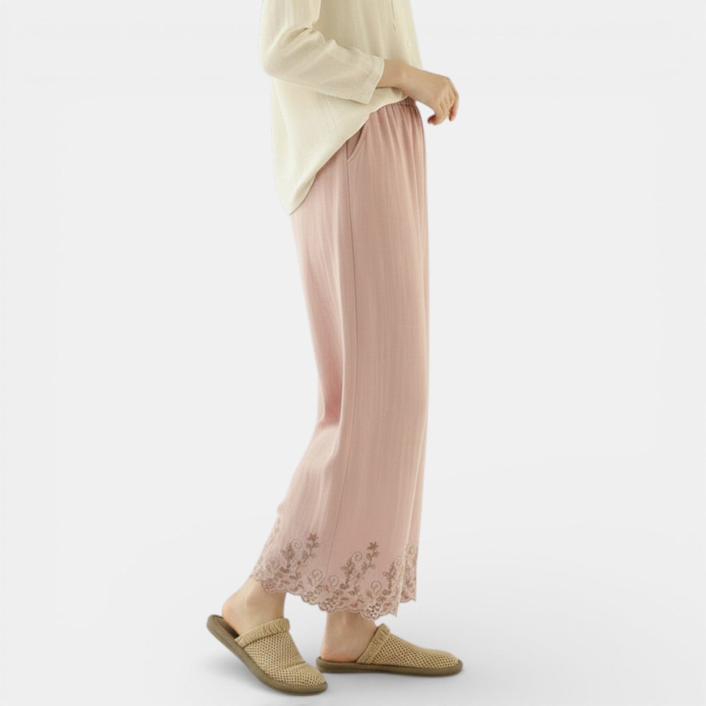 Pantalones Anchos de Lino y Algodón Mujer Verano