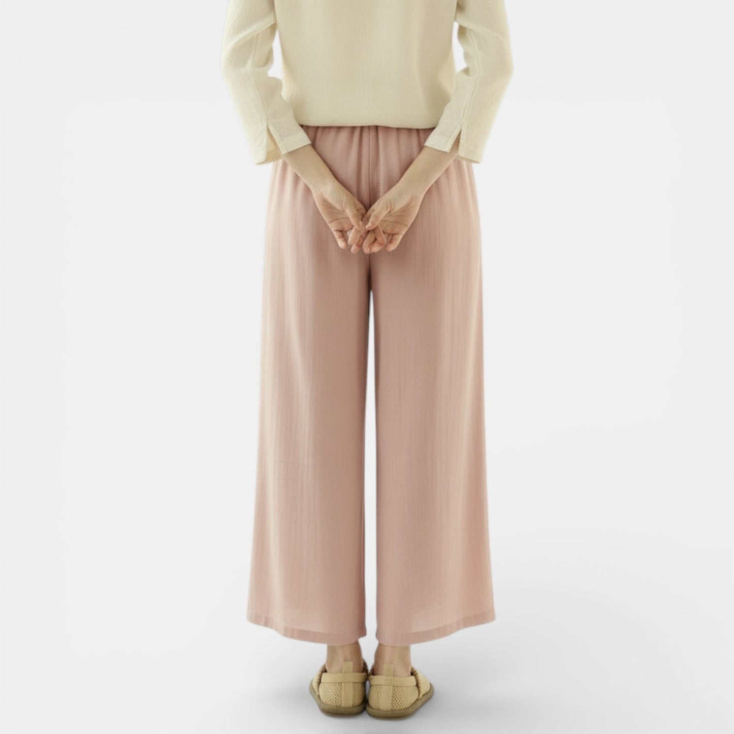 Pantalones Anchos de Lino y Algodón Mujer Verano