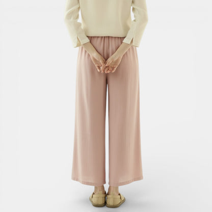 Pantalones Anchos de Lino y Algodón Mujer Verano