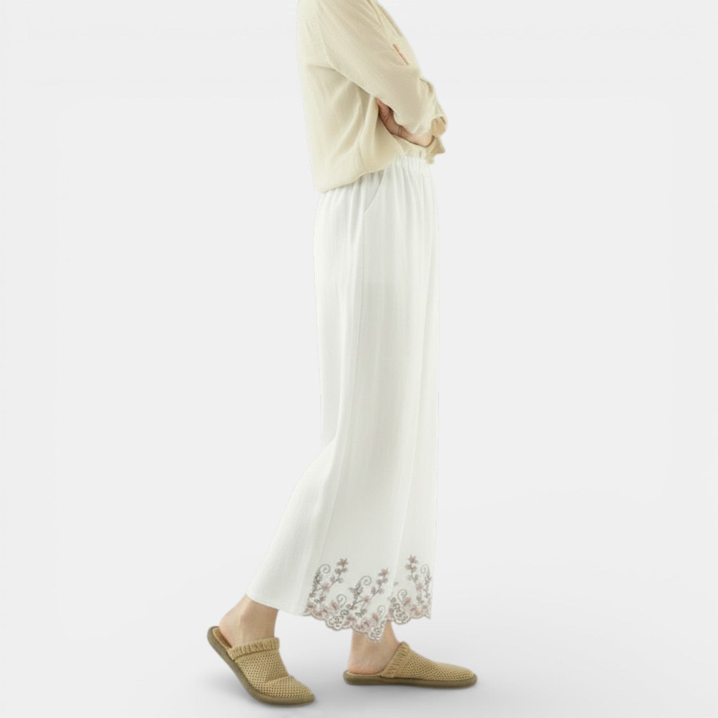 Pantalones Anchos de Lino y Algodón Mujer Verano