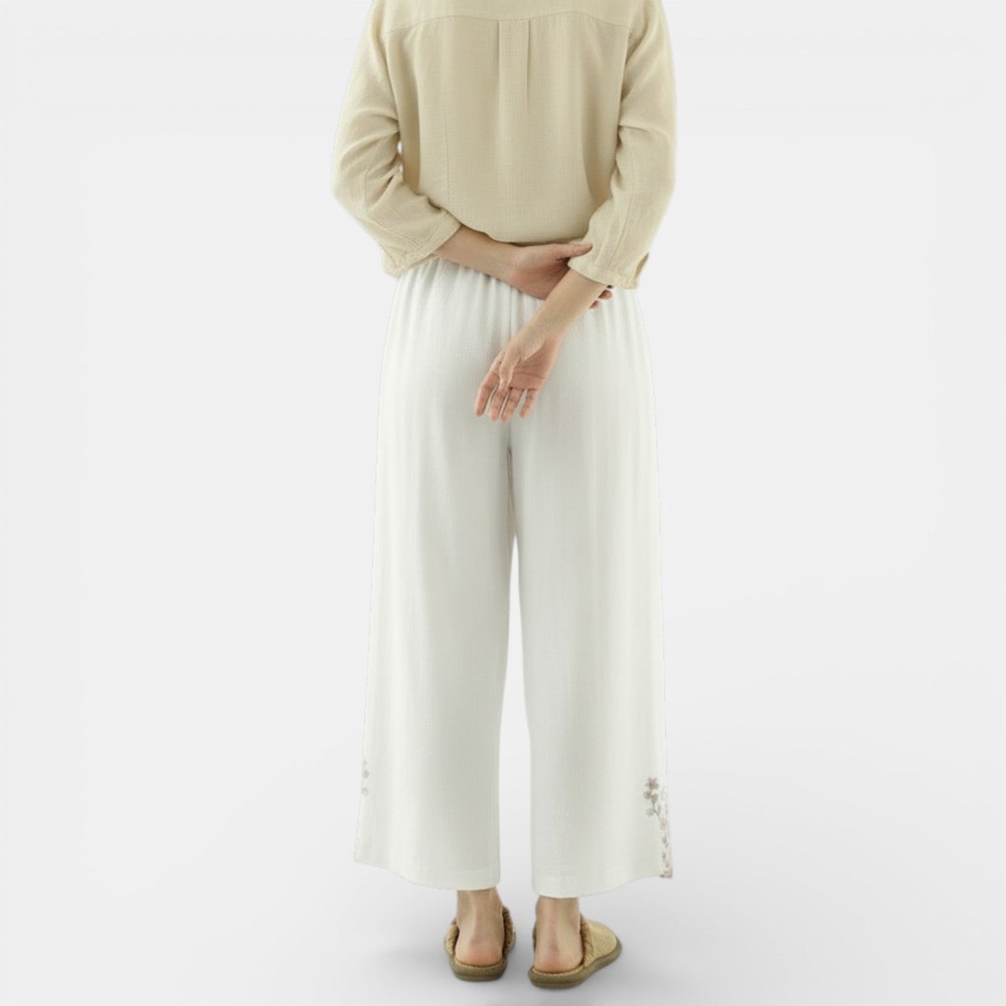 Pantalones Anchos de Lino y Algodón Mujer Verano