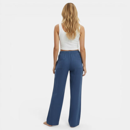 Pantalones de Lino Mujer Pierna Ancha