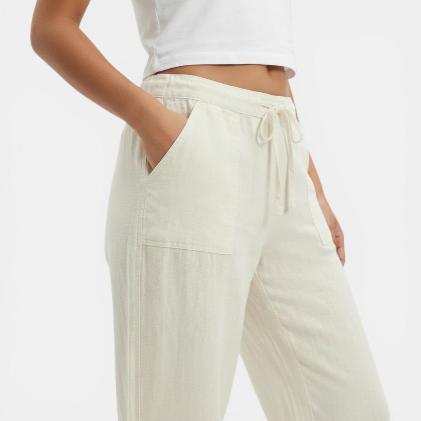Pantalones de Lino Mujer Pierna Ancha