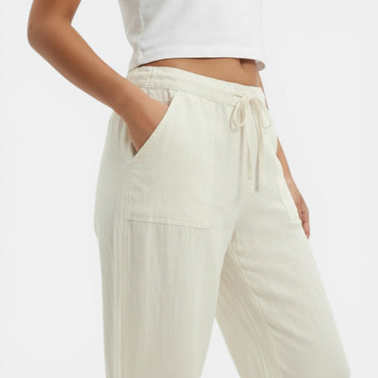 Pantalones de Lino Mujer Pierna Ancha