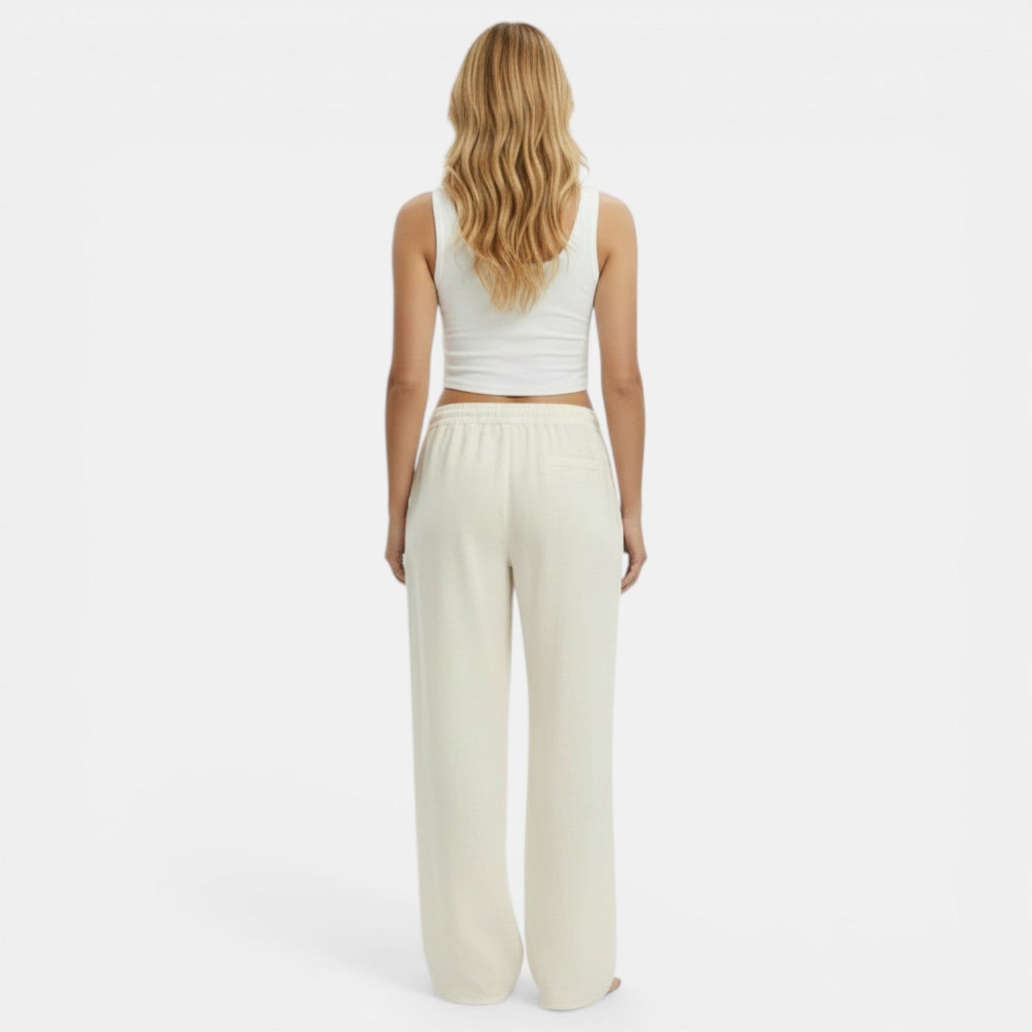 Pantalones de Lino Mujer Pierna Ancha