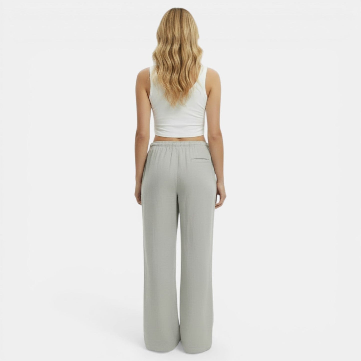 Pantalones de Lino Mujer Pierna Ancha