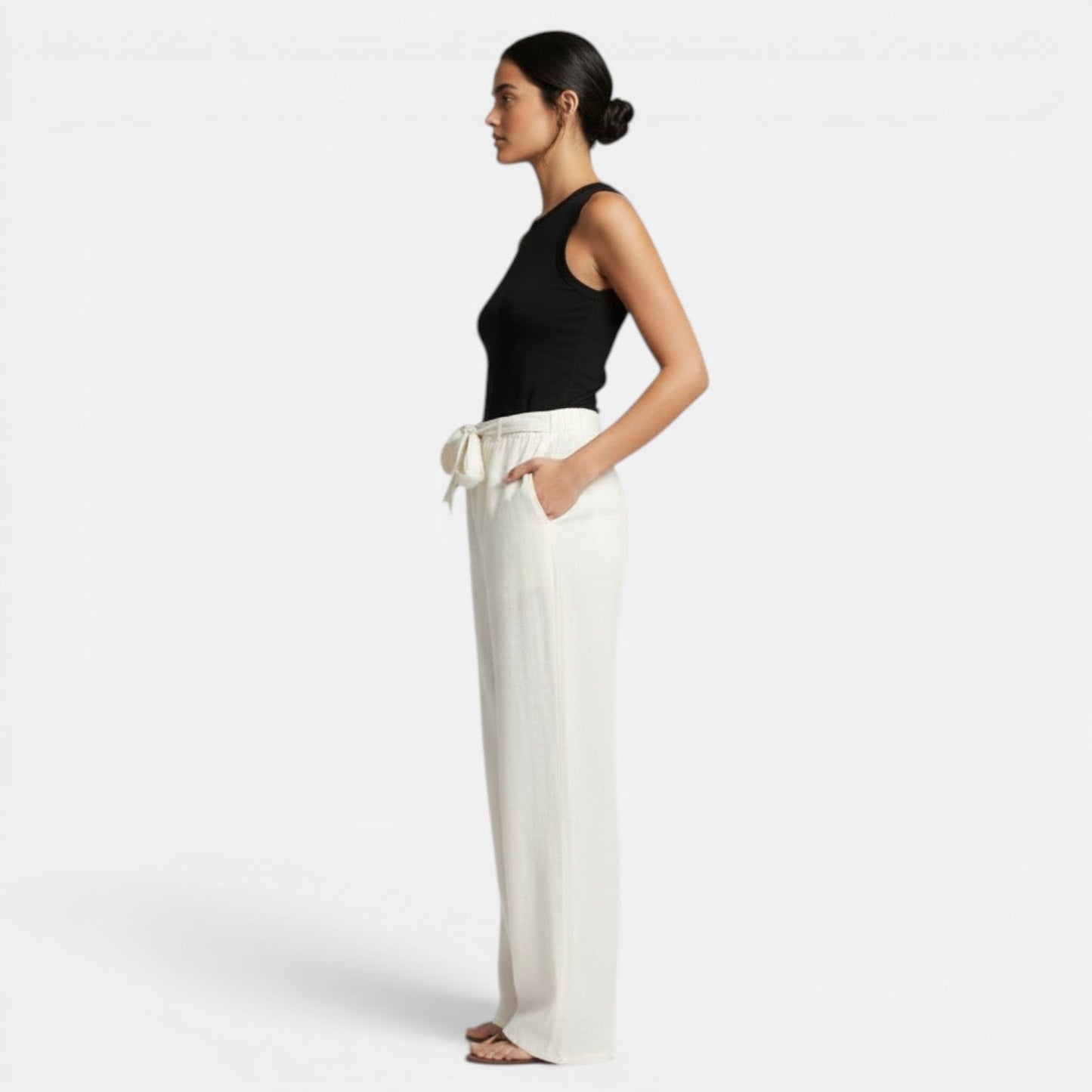 Pantalón Lino Algodón Pierna Ancha