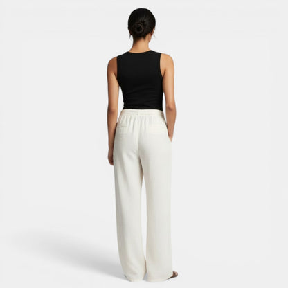 Pantalón Lino Algodón Pierna Ancha