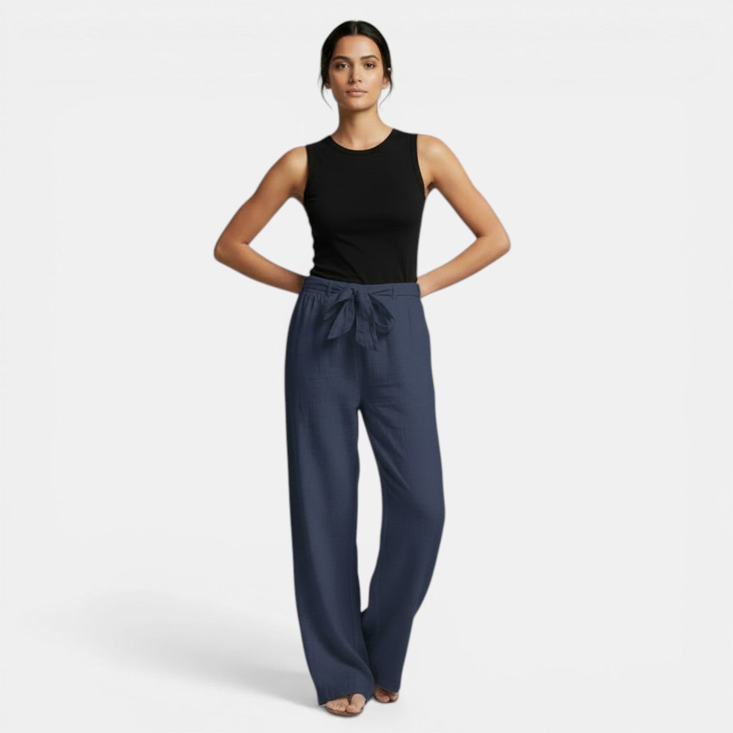 Pantalón Lino Algodón Pierna Ancha