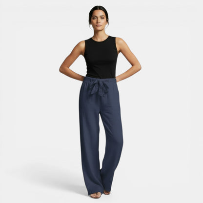 Pantalón Lino Algodón Pierna Ancha