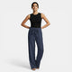 ROSA - PANTALÓN LINO CINTURA ELÁSTICA AZUL