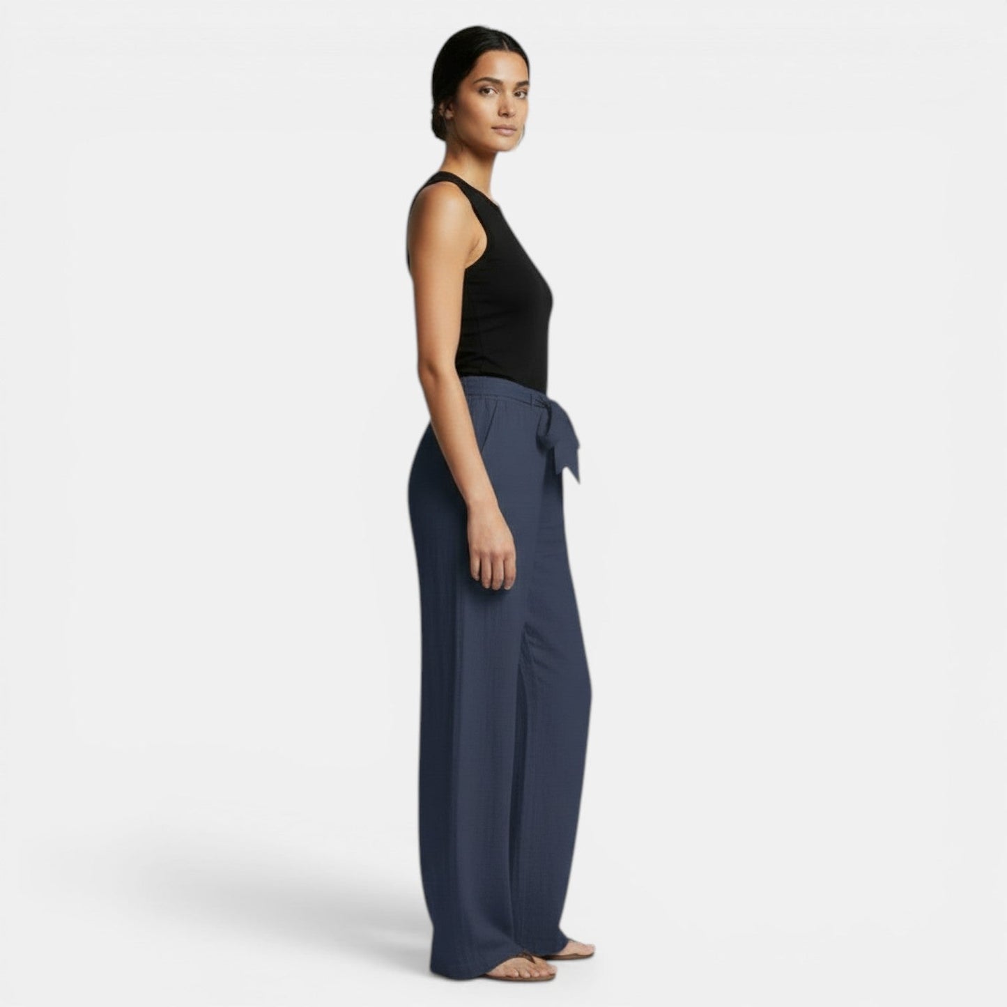 Pantalón Lino Algodón Pierna Ancha