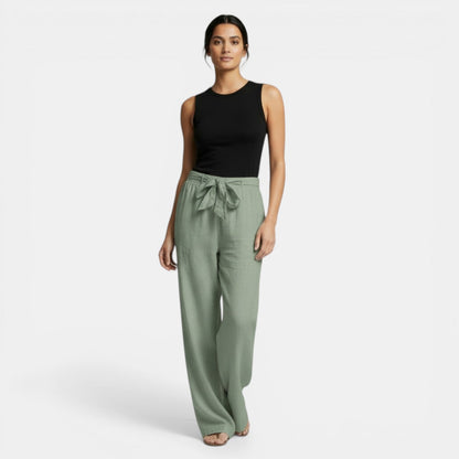 Pantalón Lino Algodón Pierna Ancha