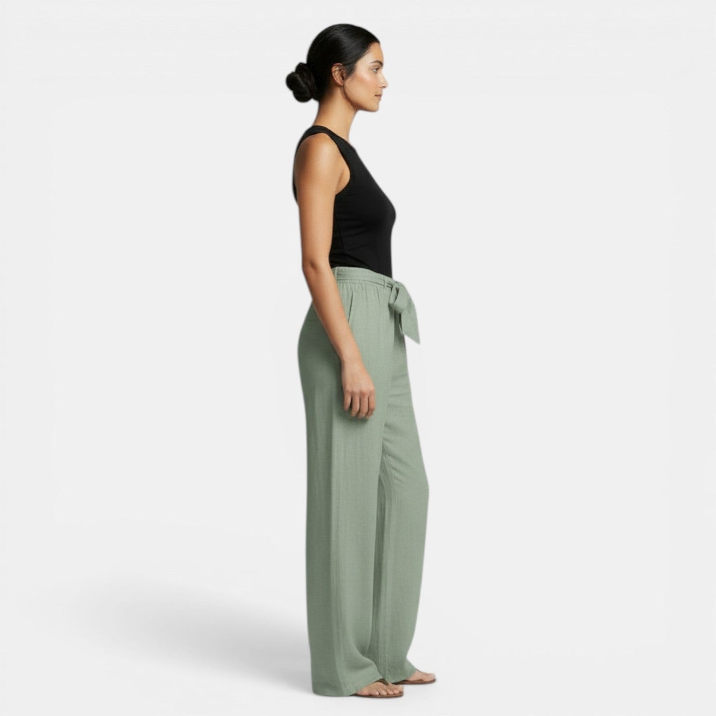Pantalón Lino Algodón Pierna Ancha