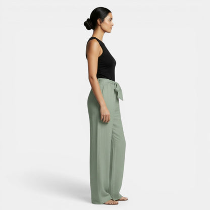 Pantalón Lino Algodón Pierna Ancha