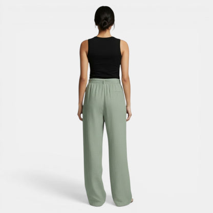 Pantalón Lino Algodón Pierna Ancha